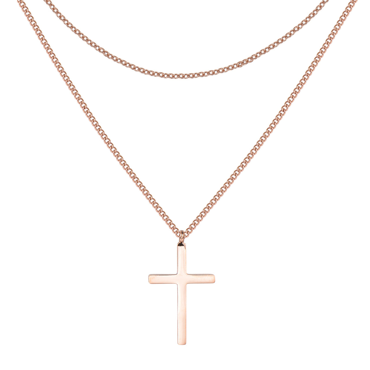 Men Layered Cross Necklace Waterproof