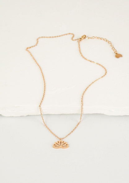 Lotus Pendant Necklace Rose Gold