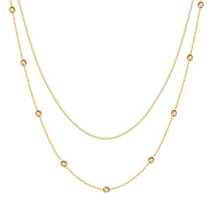 Layered Bobble Chain Necklace Gold