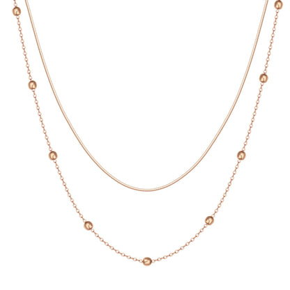 Layered Bobble Chain Necklace Rose Gold