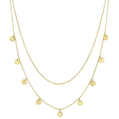 Textured Circle Layered Necklace Gold