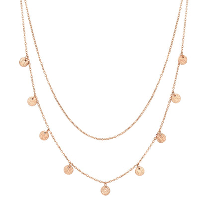 Textured Circle Layered Necklace Rose Gold