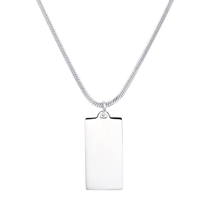 Rectangle Pendant Necklace Silver