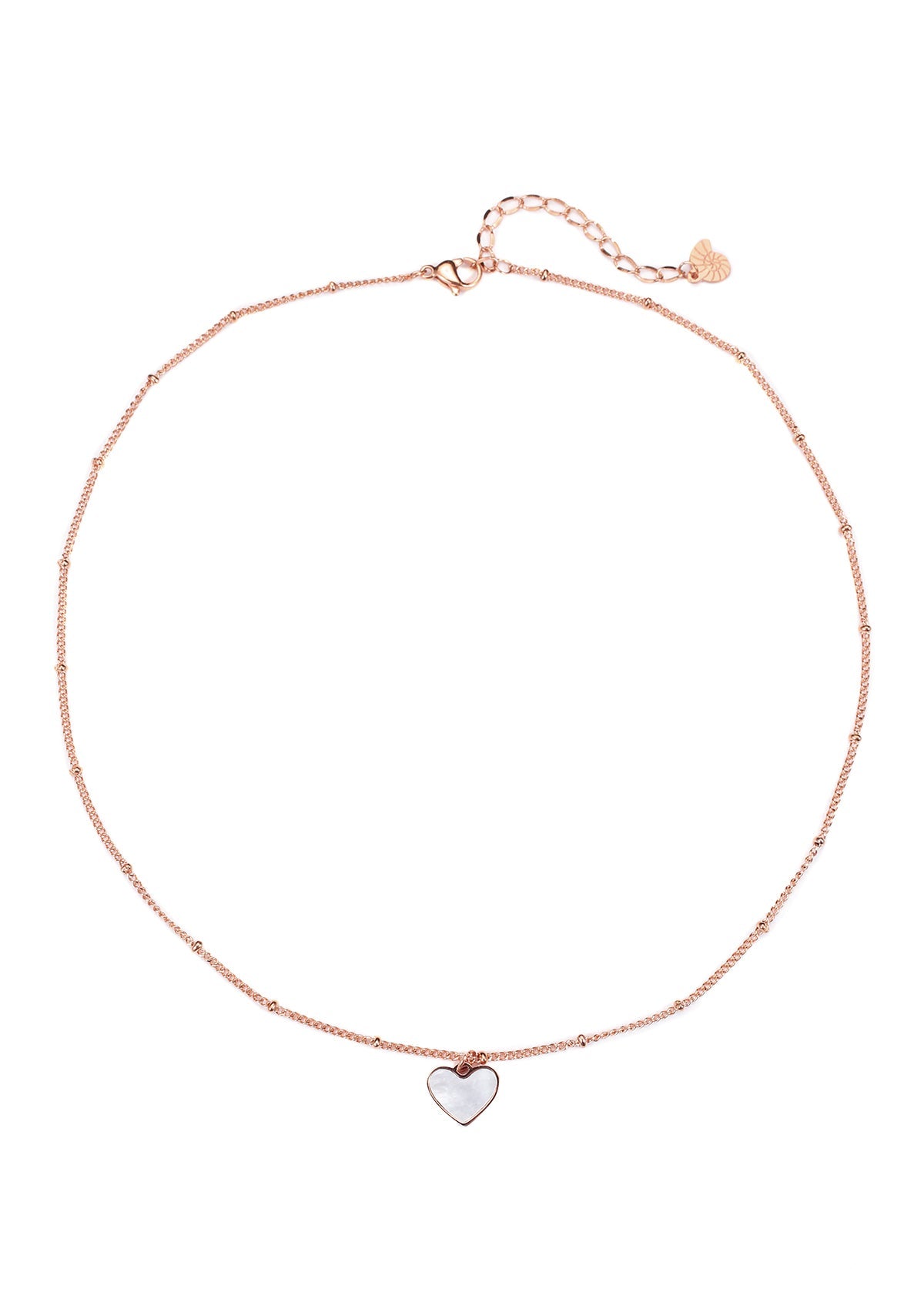 Shell Heart Pendant Chain Necklace Rose Gold