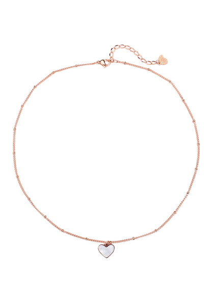 Shell Heart Pendant Chain Necklace Rose Gold