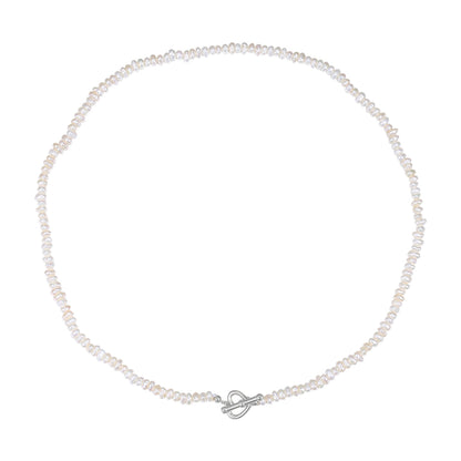 Pearl Heart Sterling Silver Clasp Choker Necklace