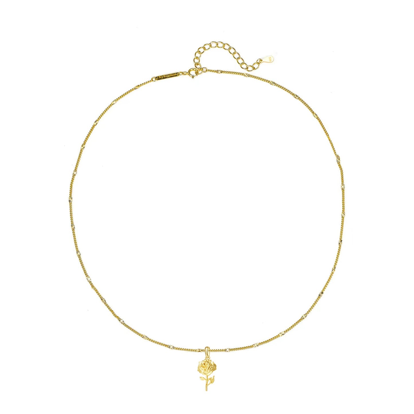 Rose Pendant Necklace Sterling Silver Gold