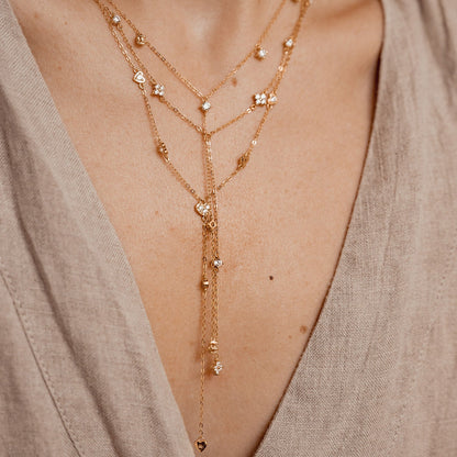 Cherish Y Chain Necklace Sterling Silver Gold