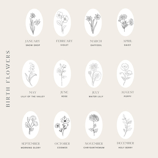 Oval Birth Flower Necklace