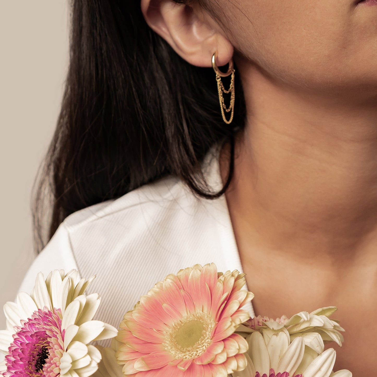 Cascade Blossom Hoop Earrings Sterling Silver