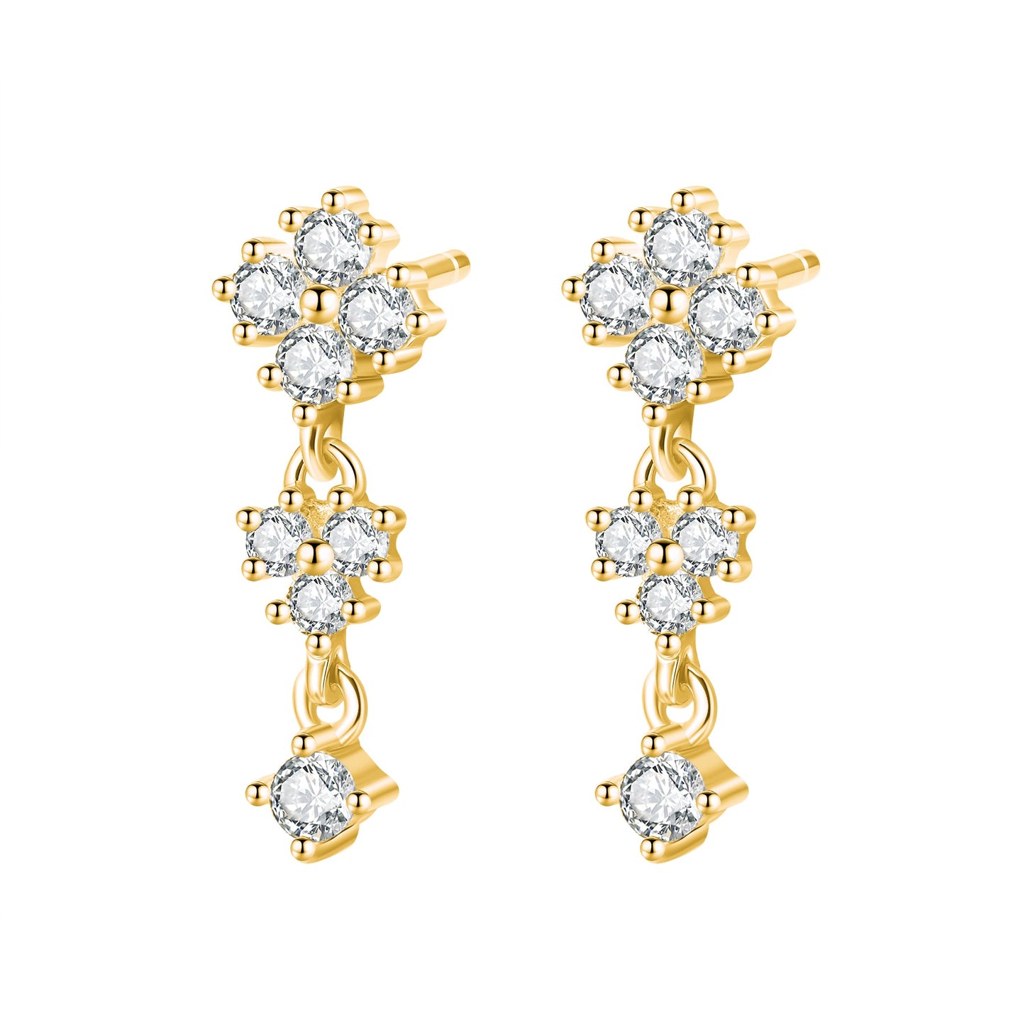 Cascading Blossom Drop Earrings Sterling Silver