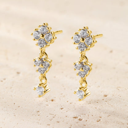 Cascading Blossom Drop Earrings Sterling Silver