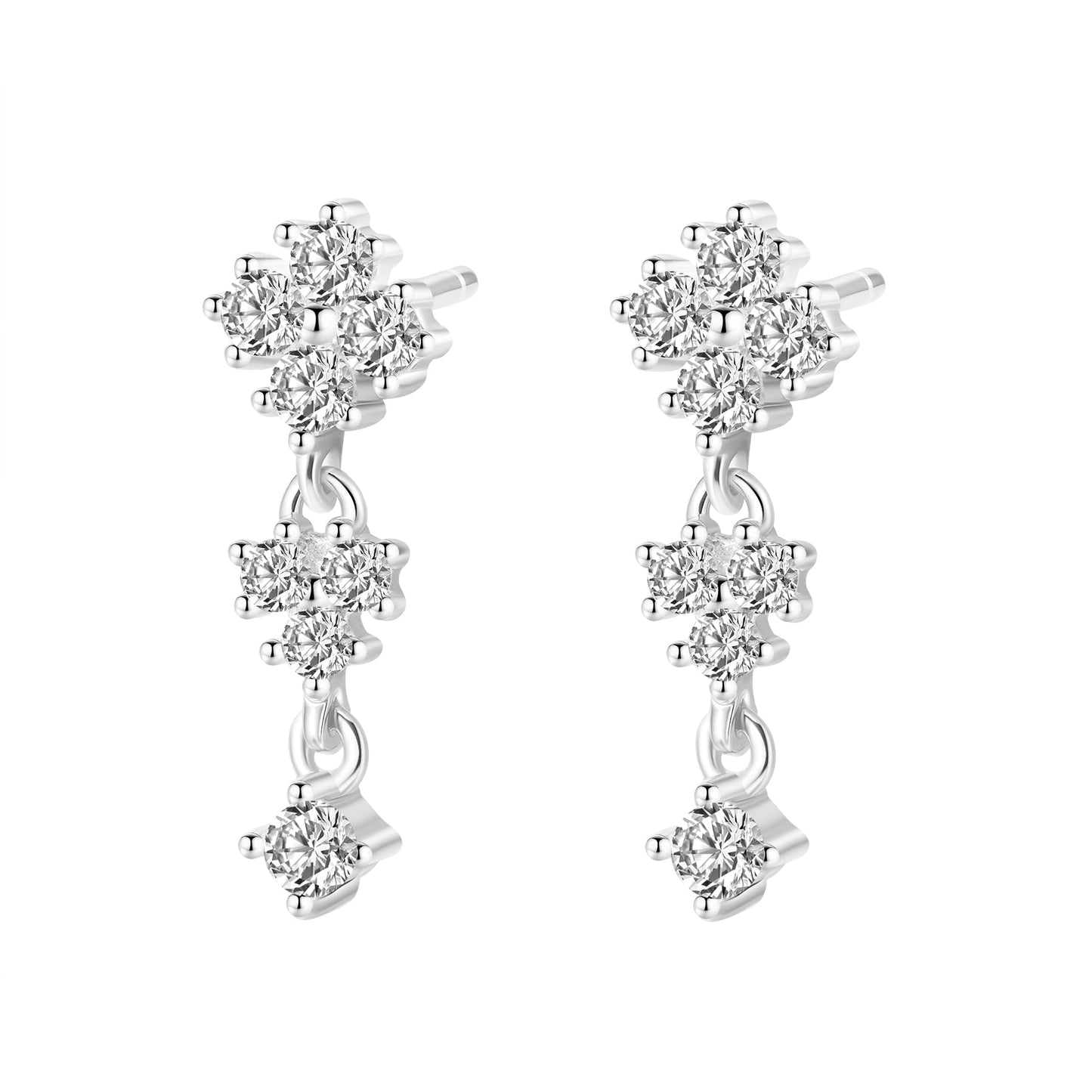 Cascading Blossom Drop Earrings Sterling Silver