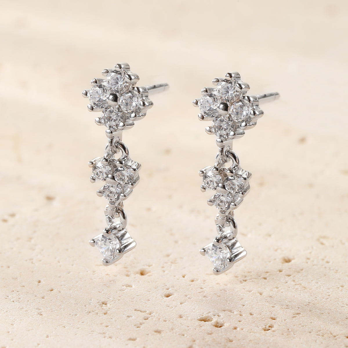 Cascading Blossom Drop Earrings Sterling Silver