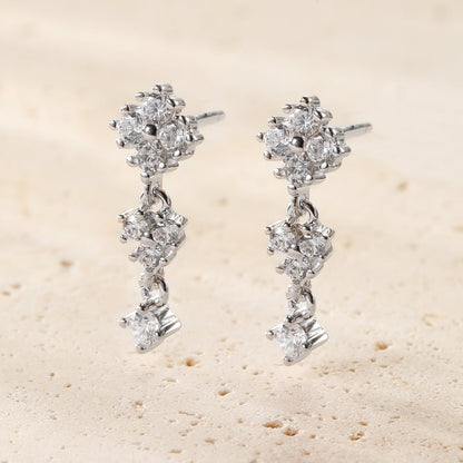 Cascading Blossom Drop Earrings Sterling Silver