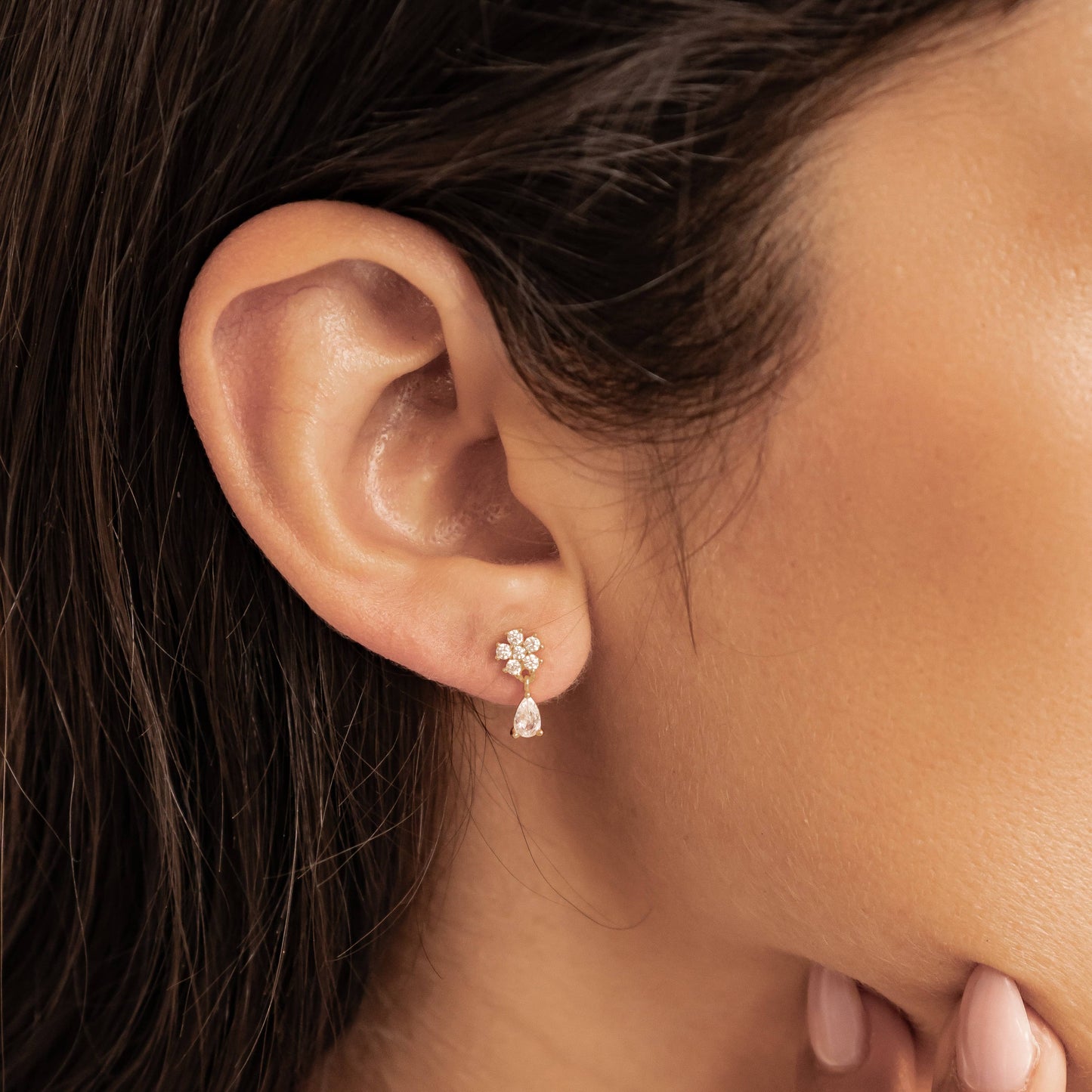 Cascading Blossom Stud Earrings Sterling Silver