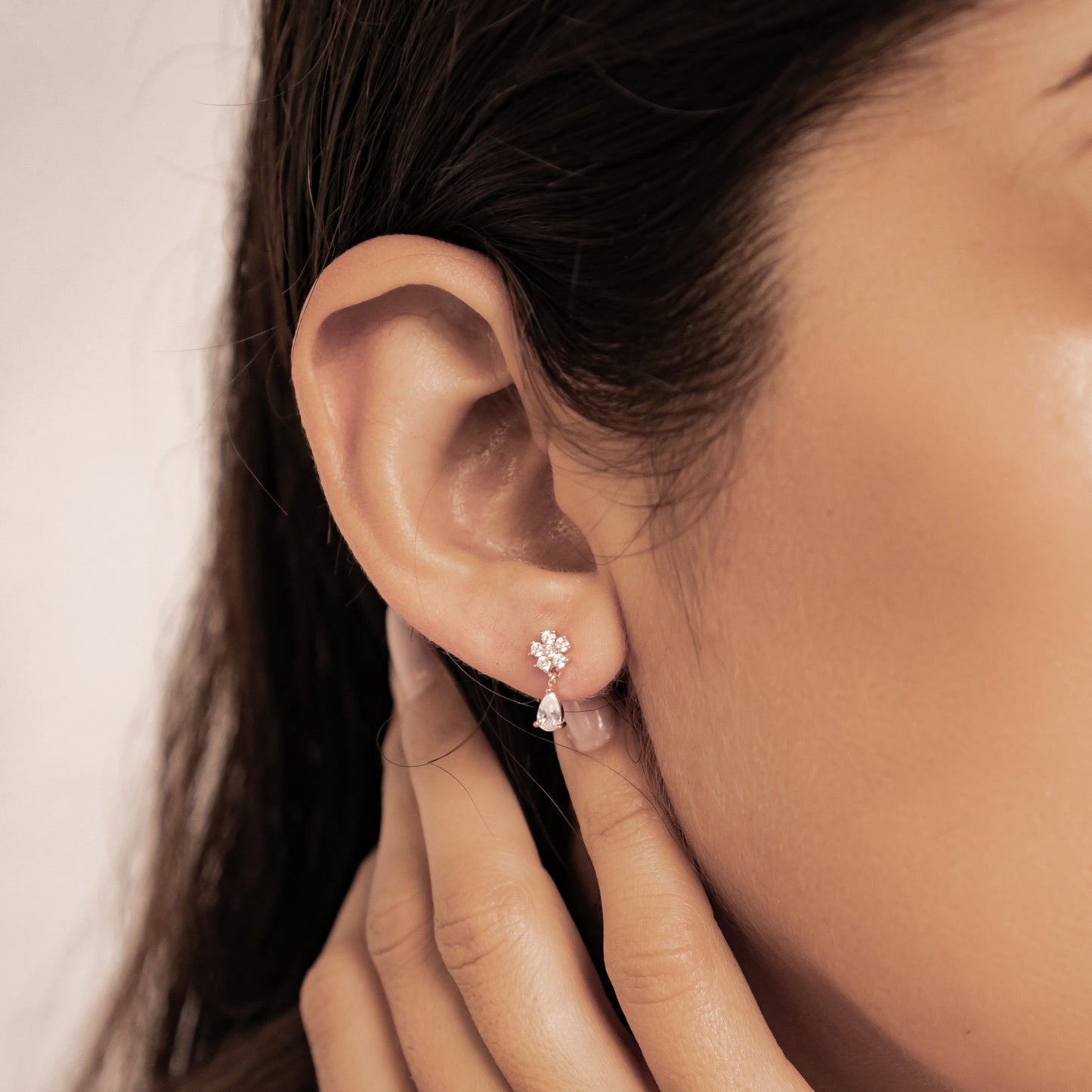 Cascading Blossom Stud Earrings Sterling Silver