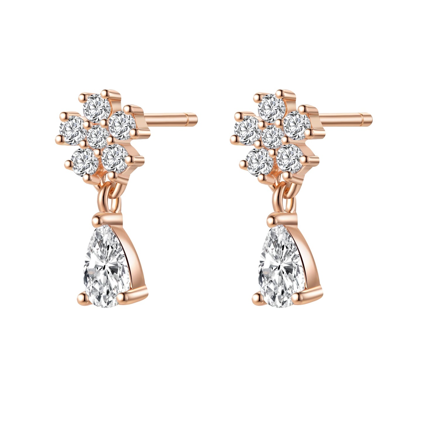 Cascading Blossom Stud Earrings Sterling Silver