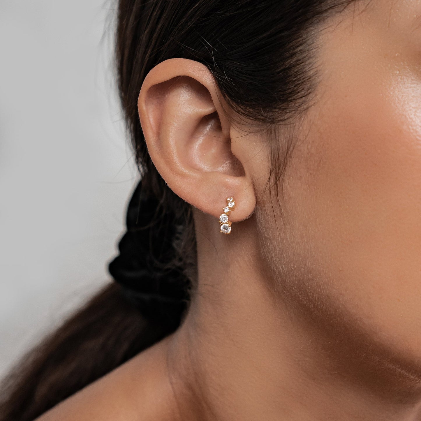 Celestial Sparkle Hoop Earrings Sterling Silver