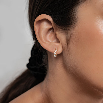 Celestial Sparkle Hoop Earrings Sterling Silver