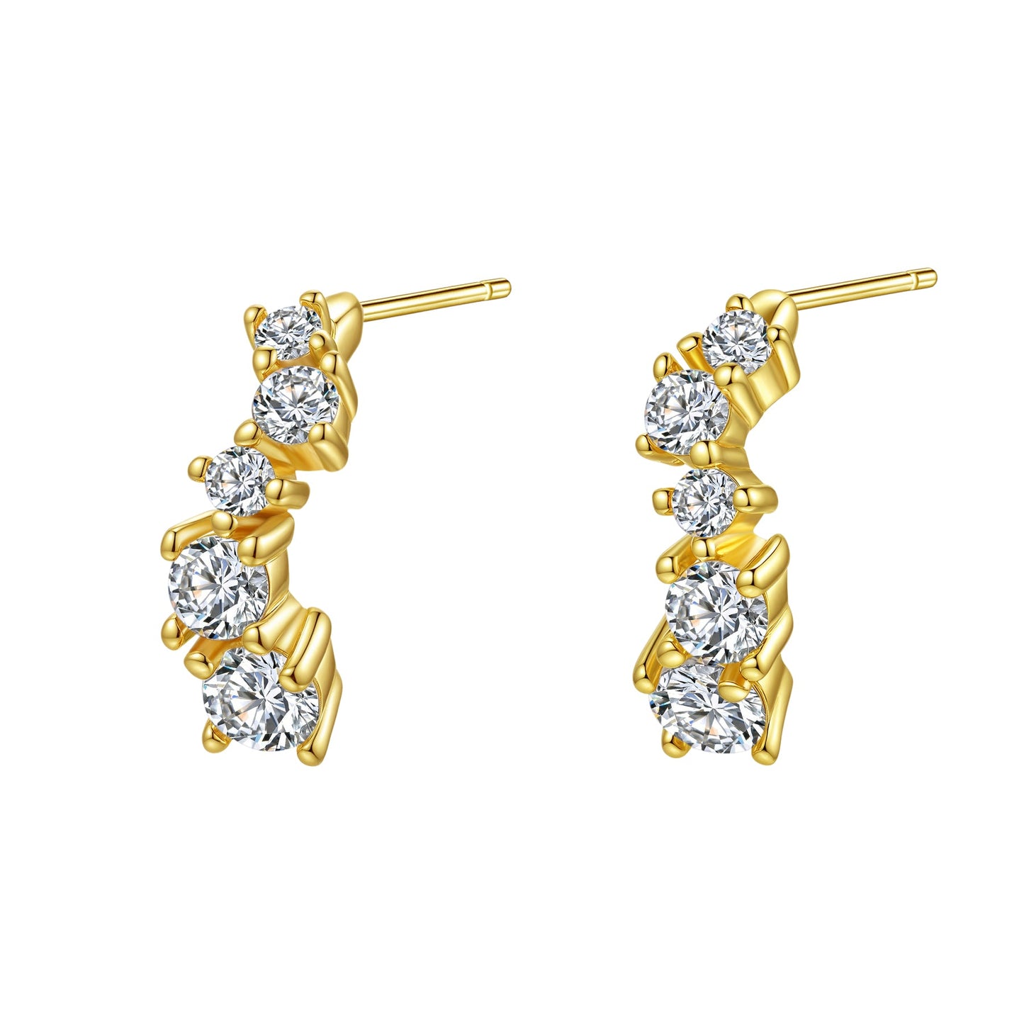 Celestial Sparkle Hoop Earrings Sterling Silver