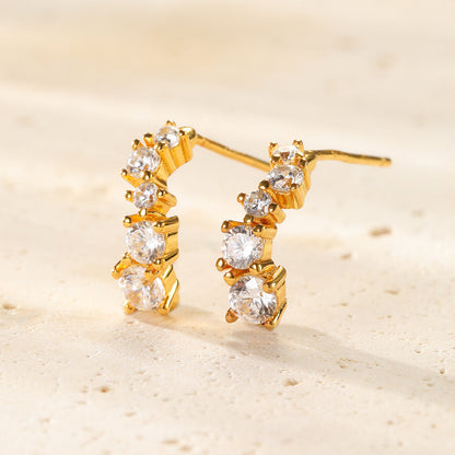 Celestial Sparkle Hoop Earrings Sterling Silver