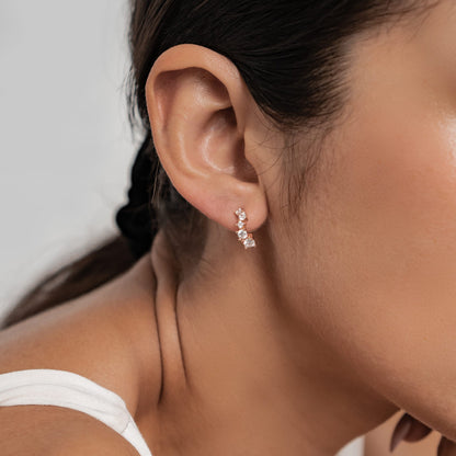 Celestial Sparkle Hoop Earrings Sterling Silver