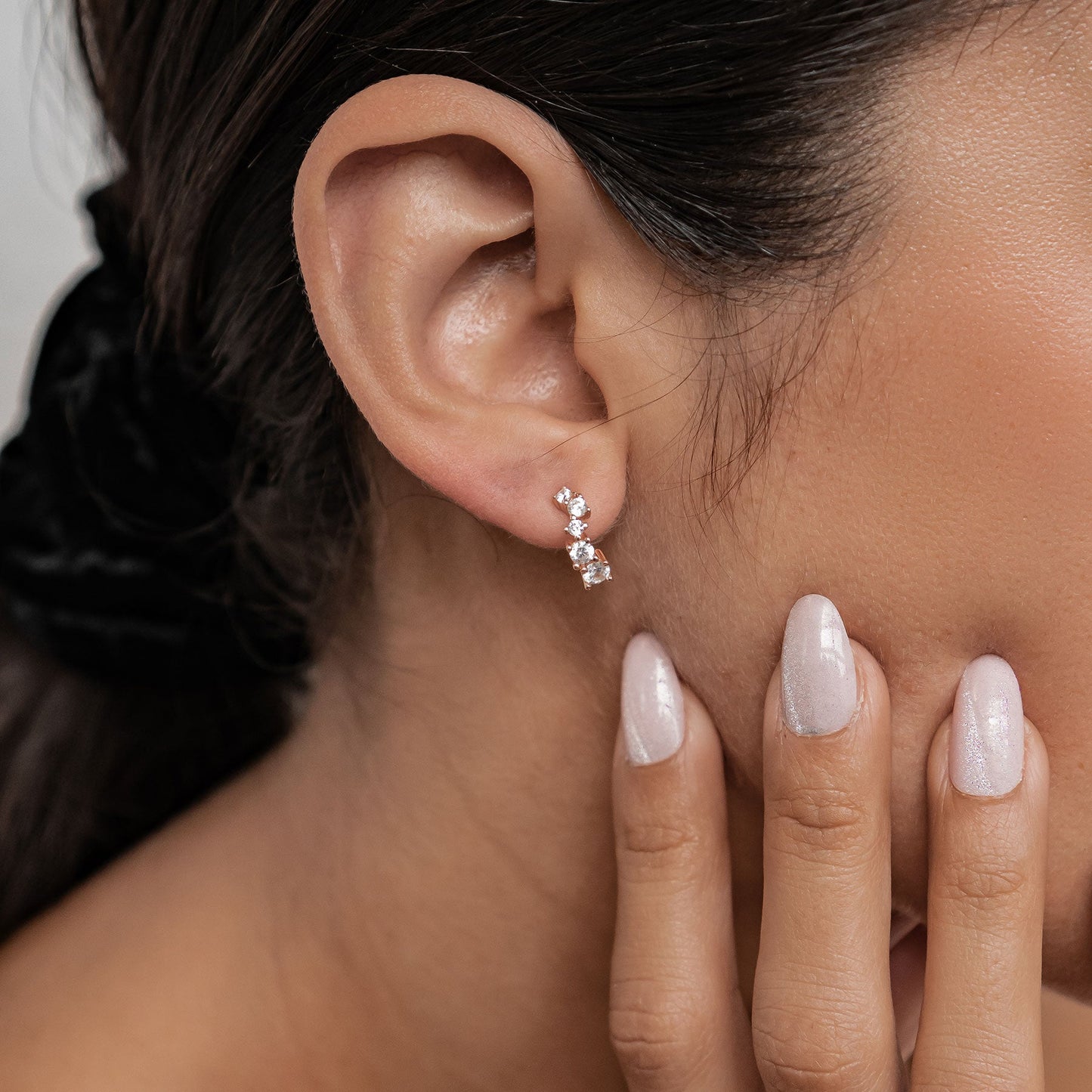 Celestial Sparkle Hoop Earrings Sterling Silver