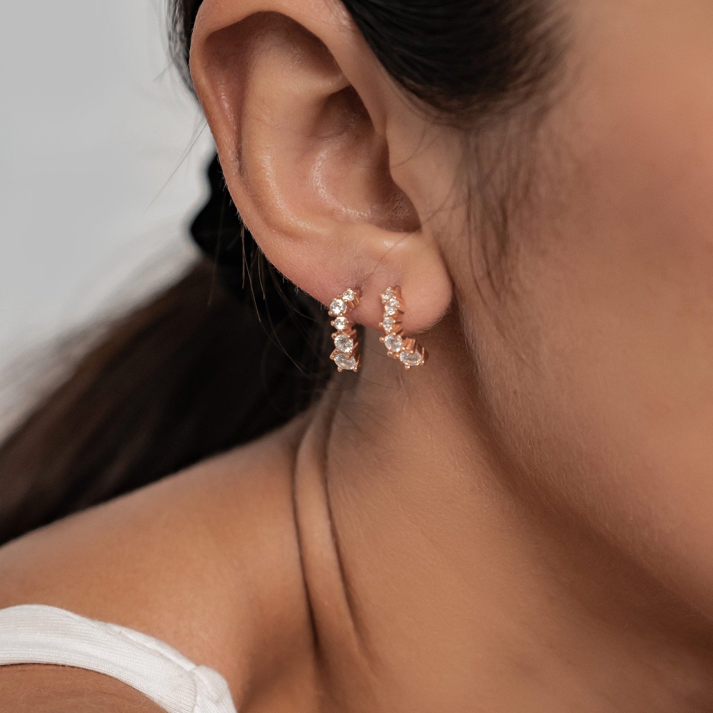 Celestial Sparkle Hoop Earrings Sterling Silver