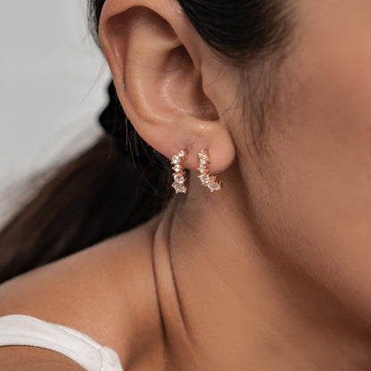 Celestial Sparkle Hoop Earrings Sterling Silver