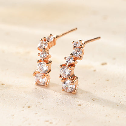 Celestial Sparkle Hoop Earrings Sterling Silver