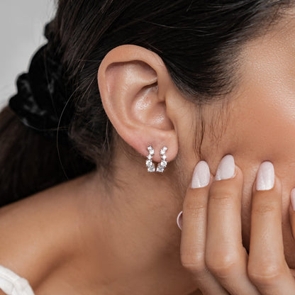 Celestial Sparkle Hoop Earrings Sterling Silver