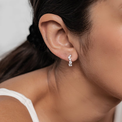 Celestial Sparkle Hoop Earrings Sterling Silver