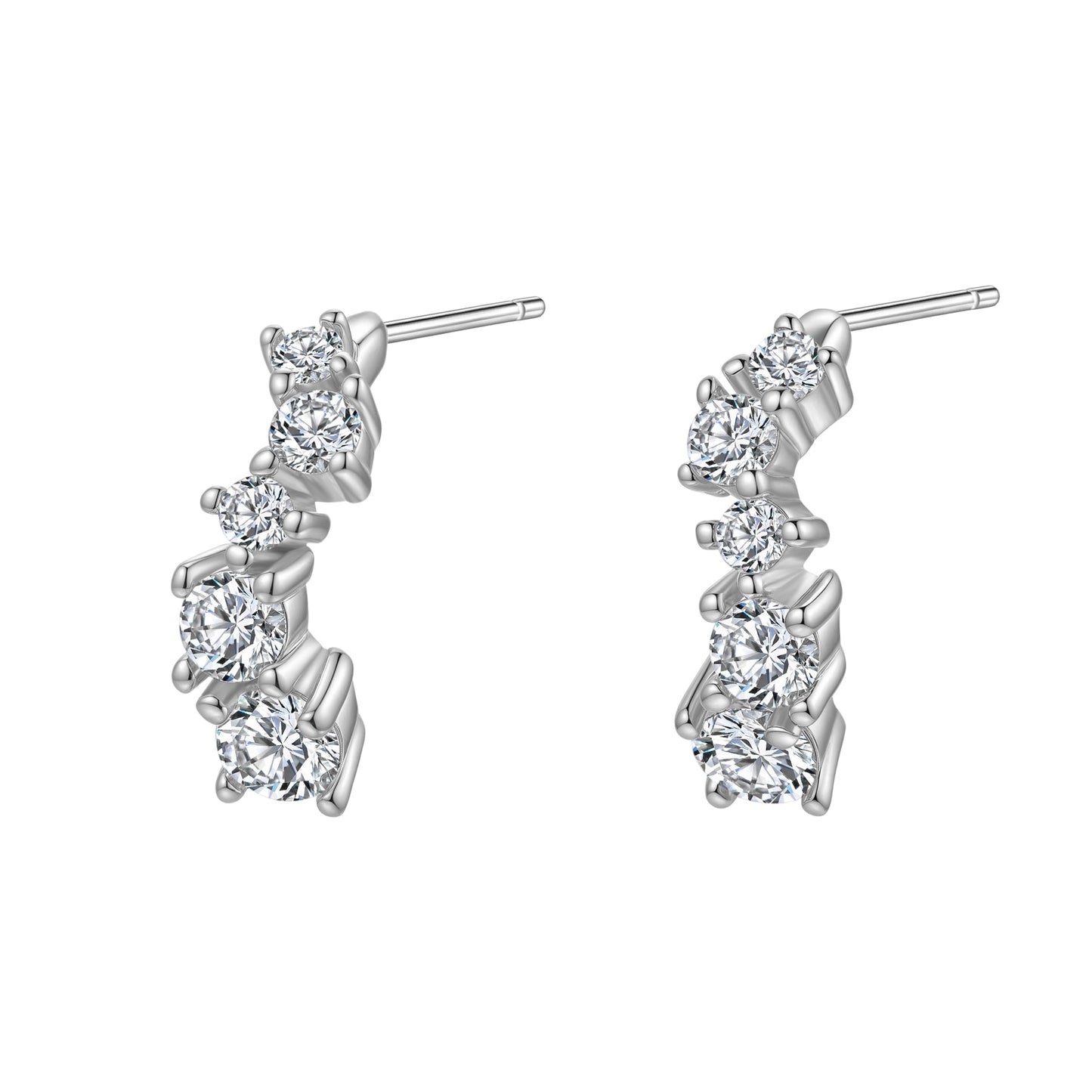 Celestial Sparkle Hoop Earrings Sterling Silver