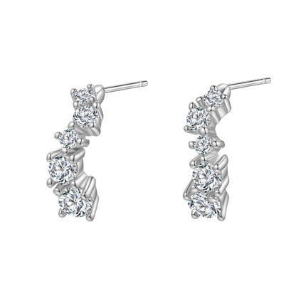 Celestial Sparkle Hoop Earrings Sterling Silver