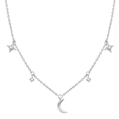 Moon Star & Sky Charm Necklace Sterling Silver