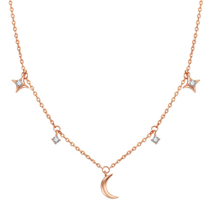Moon Star & Sky Charm Necklace Sterling Silver