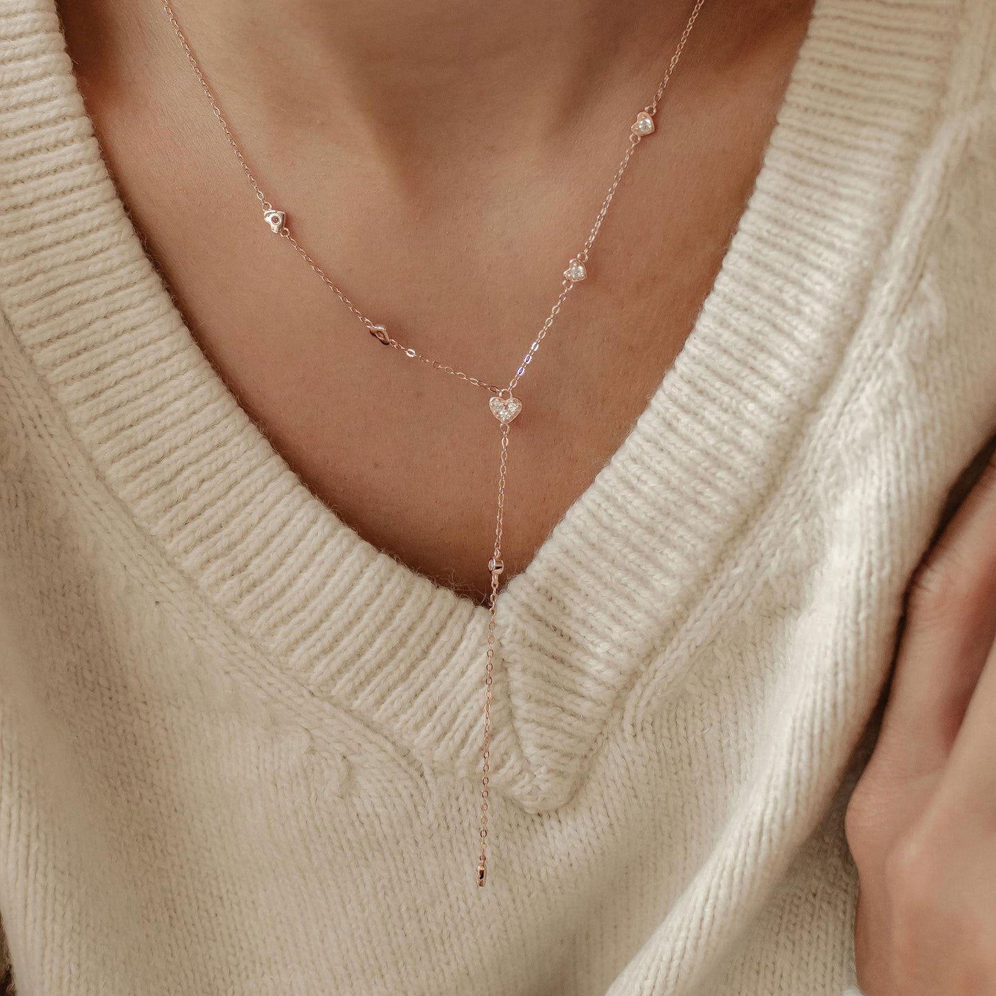 Cherish Y Chain Necklace Sterling Silver Gold