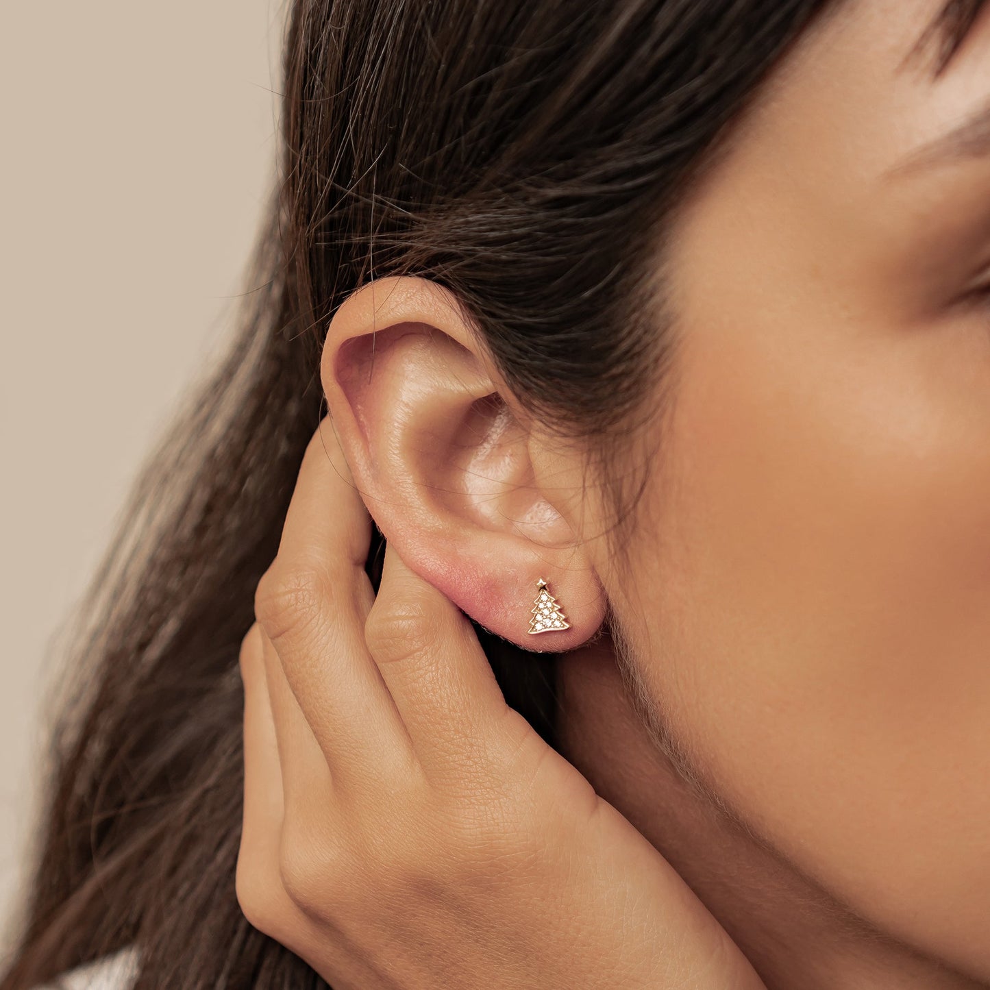 Christmas Tree & Gingerbread Stud Earrings Sterling Silver