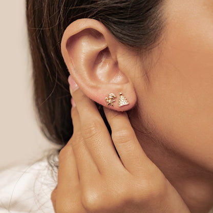 Christmas Tree & Gingerbread Stud Earrings Sterling Silver