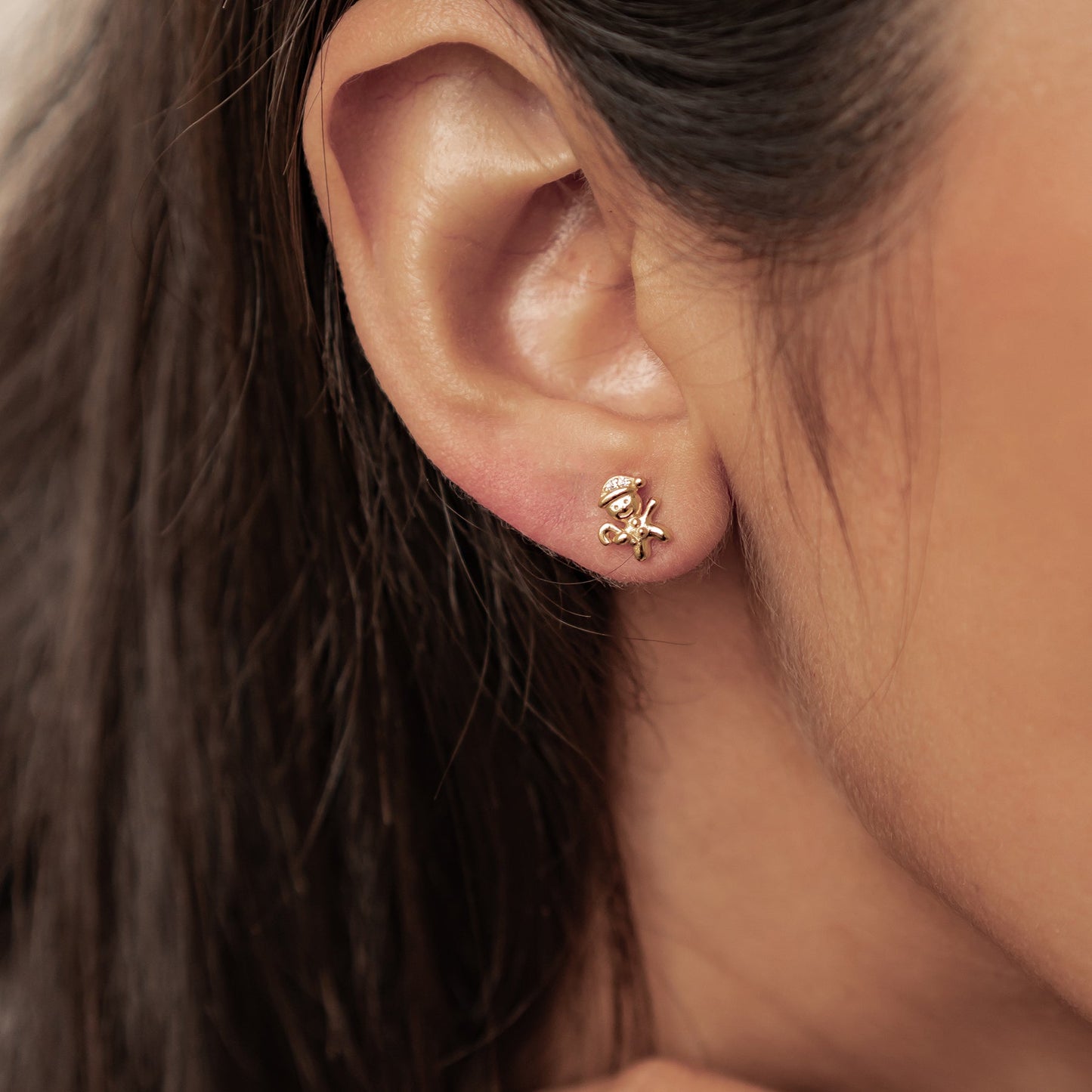 Christmas Tree & Gingerbread Stud Earrings Sterling Silver