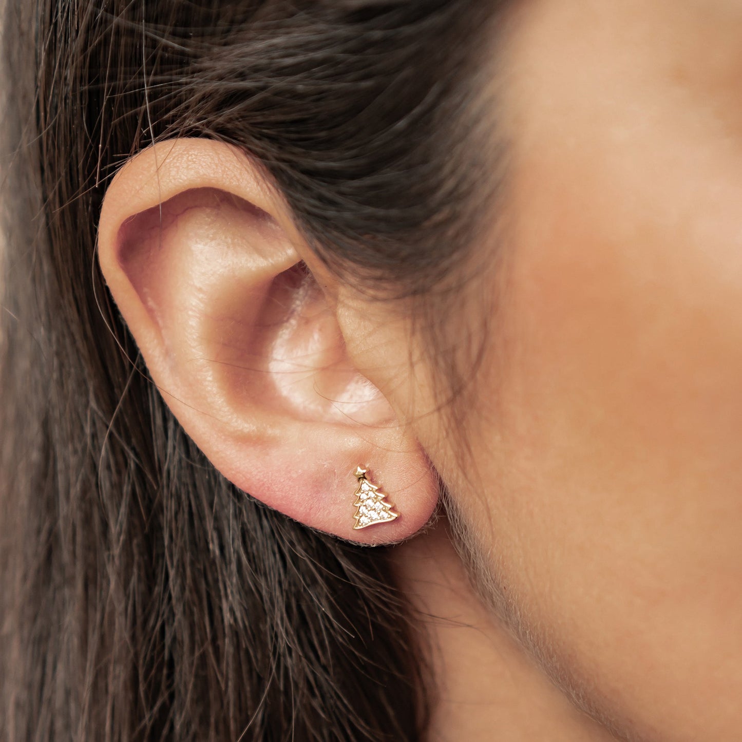 Christmas Tree & Gingerbread Stud Earrings Sterling Silver