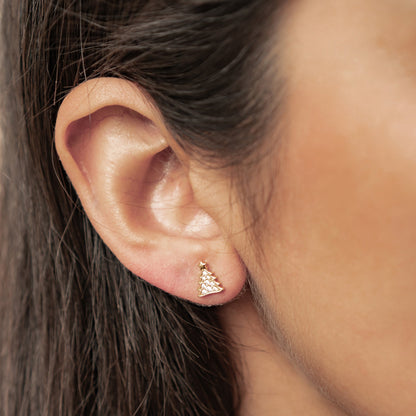 Christmas Tree & Gingerbread Stud Earrings Sterling Silver