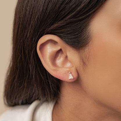 Christmas Tree & Gingerbread Stud Earrings Sterling Silver