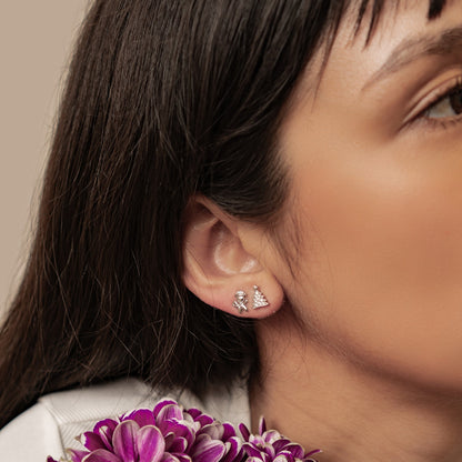 Christmas Tree & Gingerbread Stud Earrings Sterling Silver