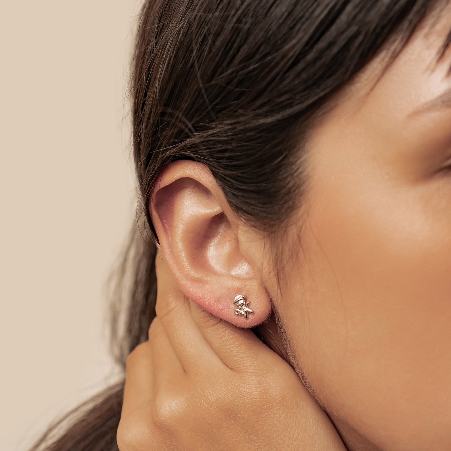 Christmas Tree & Gingerbread Stud Earrings Sterling Silver