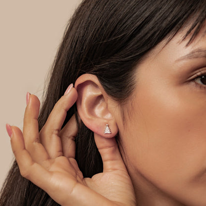 Christmas Tree & Gingerbread Stud Earrings Sterling Silver