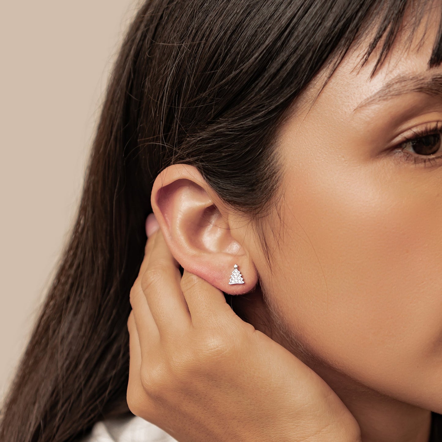 Christmas Tree & Gingerbread Stud Earrings Sterling Silver