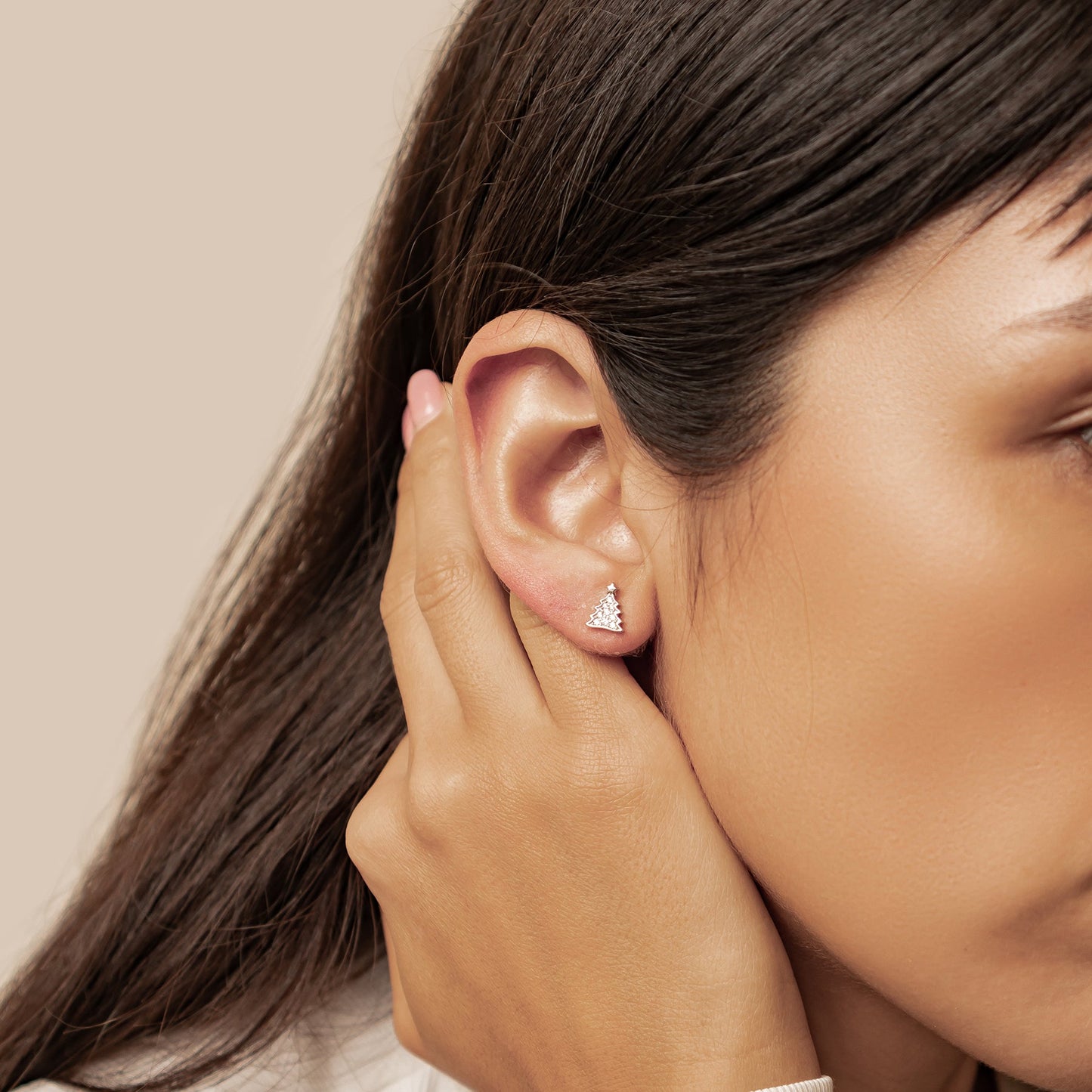 Christmas Tree & Gingerbread Stud Earrings Sterling Silver