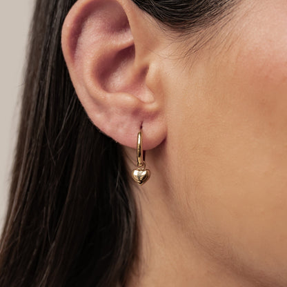 Chunky Heart Charm Hoop Earrings Waterproof